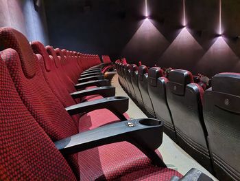 High angle view of empty seats