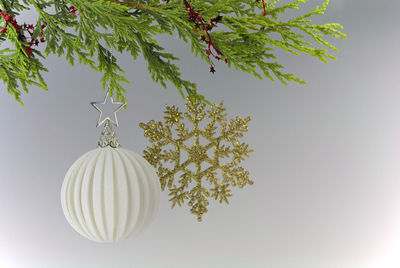 Low angle view of christmas tree against sky