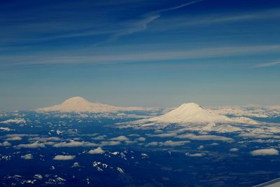 Above view of snow capped mountains