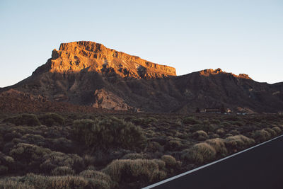 Scenic view of mountains against clear sky