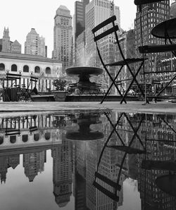 Reflection of buildings in city