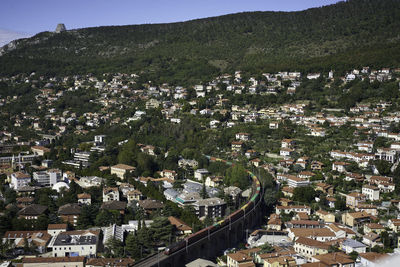 High angle view of townscape against sky