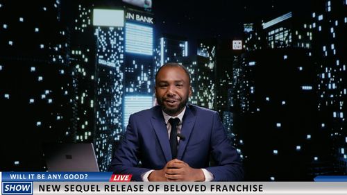 Portrait of businessman standing in city at night