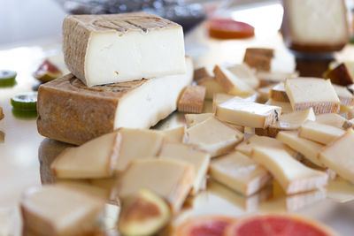 Varied cheese buffet. italian typical cheese.