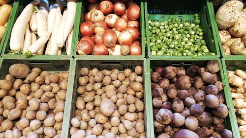 Vegetables for sale at market stall