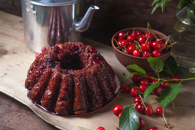 Close-up of cake on table