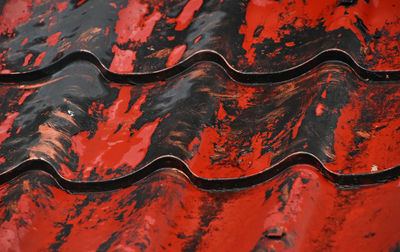 Full frame shot of old red roof