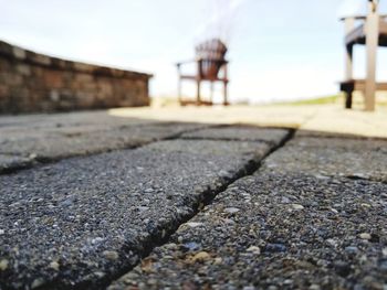 Surface level of road against sky