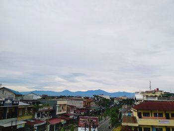 High angle shot of townscape against sky