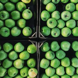 Full frame shot of granny smith apples in market for sale