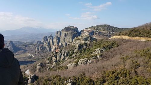 Panoramic view of landscape and mountains against sky