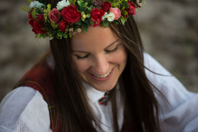 Close-up of smiling young woman