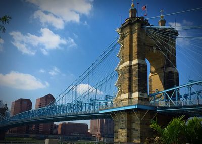 Low angle view of suspension bridge