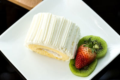 Close-up of dessert in plate on table