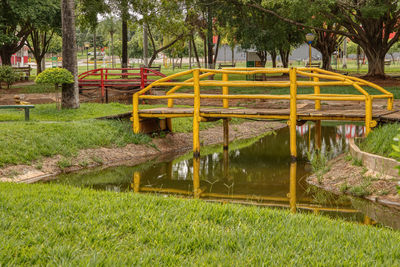 Gazebo in park by lake