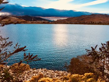 Scenic view of lake against sky