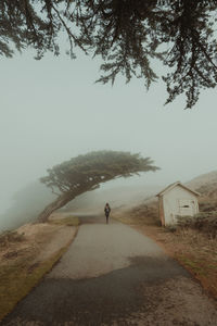 Man on road against sky