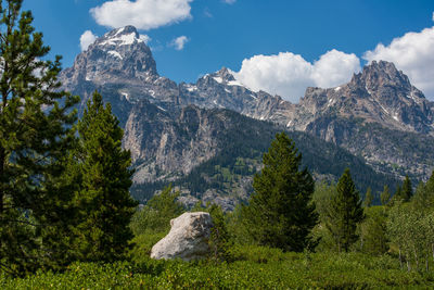 Panoramic view of landscape and mountains against sky