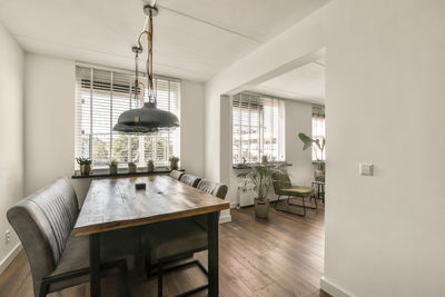 Interior of modern living room with dinning table