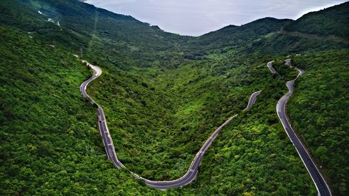 High angle view of mountain road