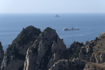 Scenic view of sea against clear sky
