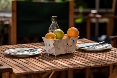 Close-up of food on table