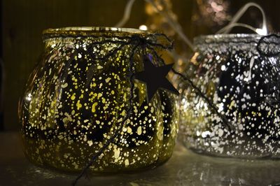 Close-up of drinking glass on table
