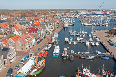 High angle view of buildings in city