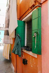 Clothes drying outside building