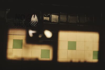 Cat on tiled floor