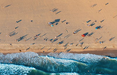 High angle view of people at beach