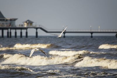 Scenic view of sea against clear sky