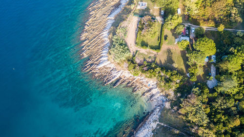 High angle view of people on beach