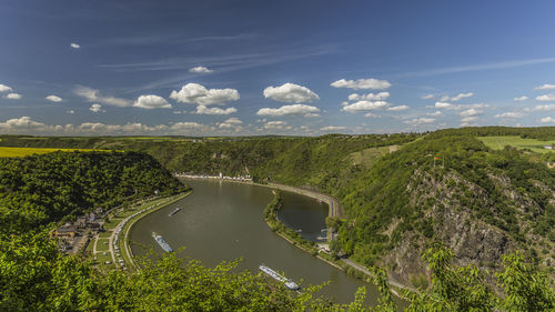 High angle view of river against sky