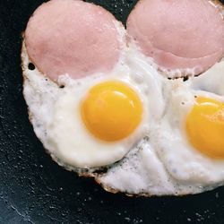 High angle view of breakfast in plate