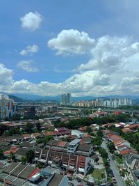 High angle view of townscape against sky