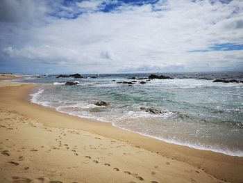 Scenic view of beach against sky