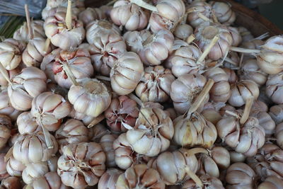 High angle view of vegetables for sale in market