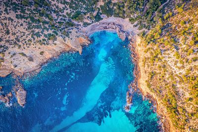 View of a secluded beach in mediterranean island of mallorca