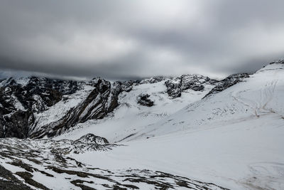 Snow covered mountains against sky