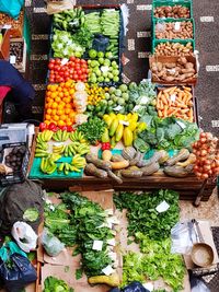 High angle view of fruits for sale in market