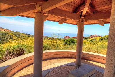 Close-up of gazebo against sky