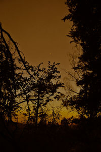 Low angle view of silhouette trees against sky at sunset