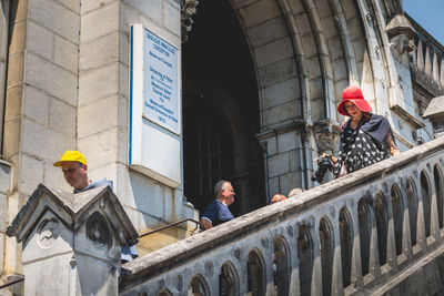 People working in building