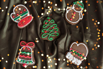 Banner for christmas and new year gingerbread. christmas trees, toys, snowmen, garlands.