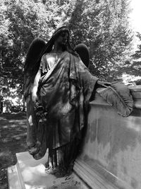 Full length of woman standing on tree trunk