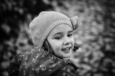 Close-up of cute girl smiling