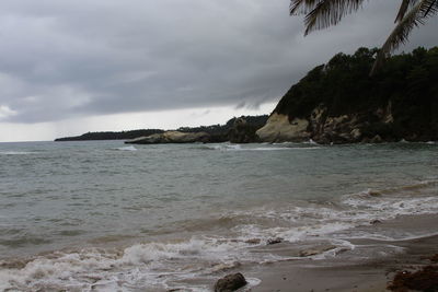 Scenic view of sea against cloudy sky