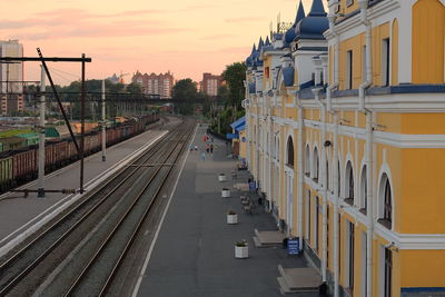 High angle view of railroad tracks