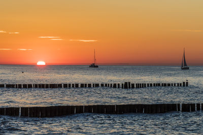 Scenic view of sea during sunset